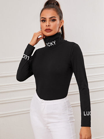 Letter Graphic High Neck Tee