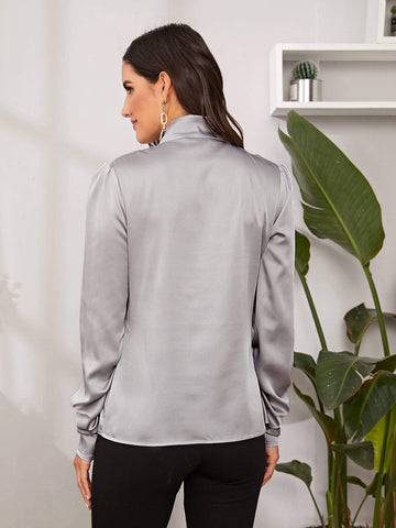 Tie Neck Satin Blouse