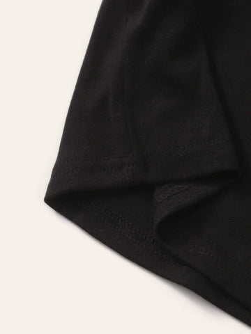 Letter Graphic Mock Neck Tee