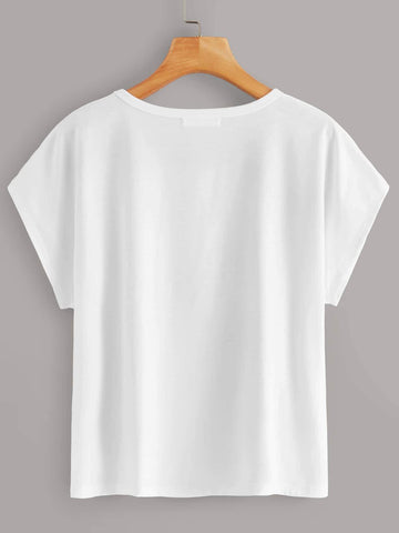 Elephant Print Cap Sleeve Tee