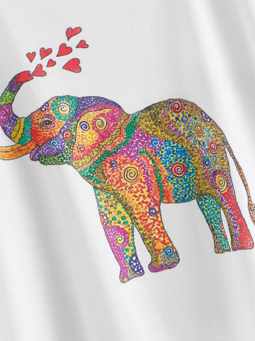 Elephant Print Cap Sleeve Tee