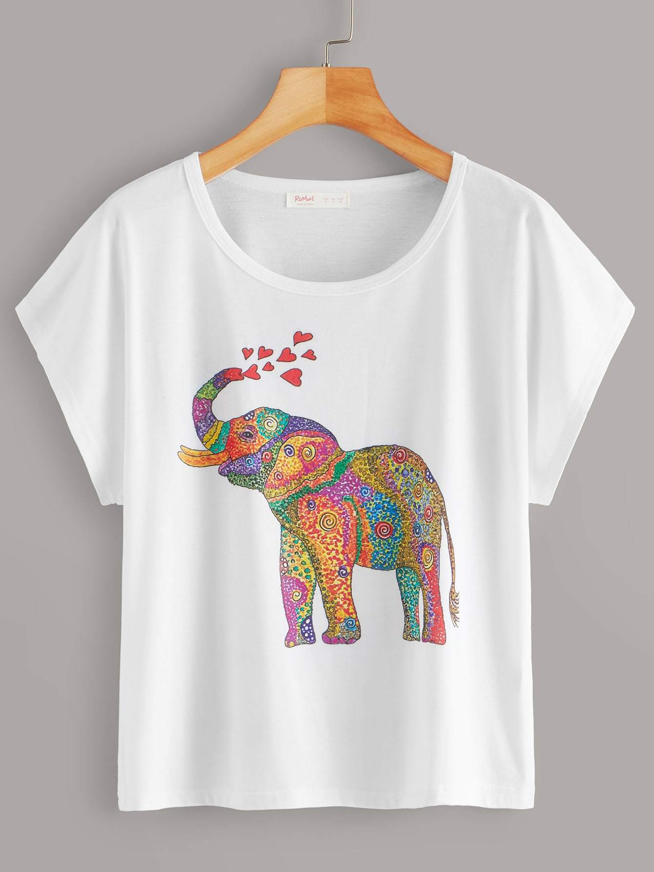 Elephant Print Cap Sleeve Tee