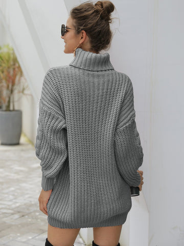 Turtleneck Cable Knit Jumper Dress