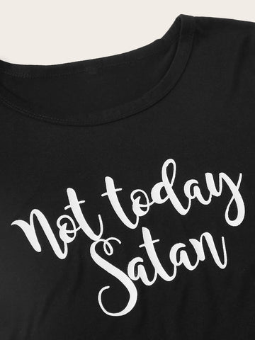 Slogan Graphic Round Neck Tee