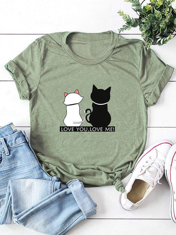 Cat And Slogan Graphic Tee