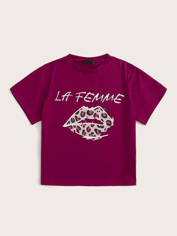 Lip & Slogan Graphic Tee