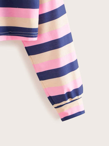 Multi-stripe Drop Shoulder Crop Tee