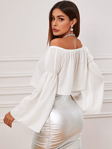 Solid Off Shoulder Crop Top