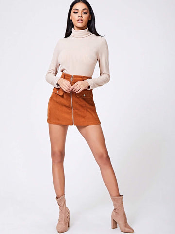 Roll Neck Rib Top