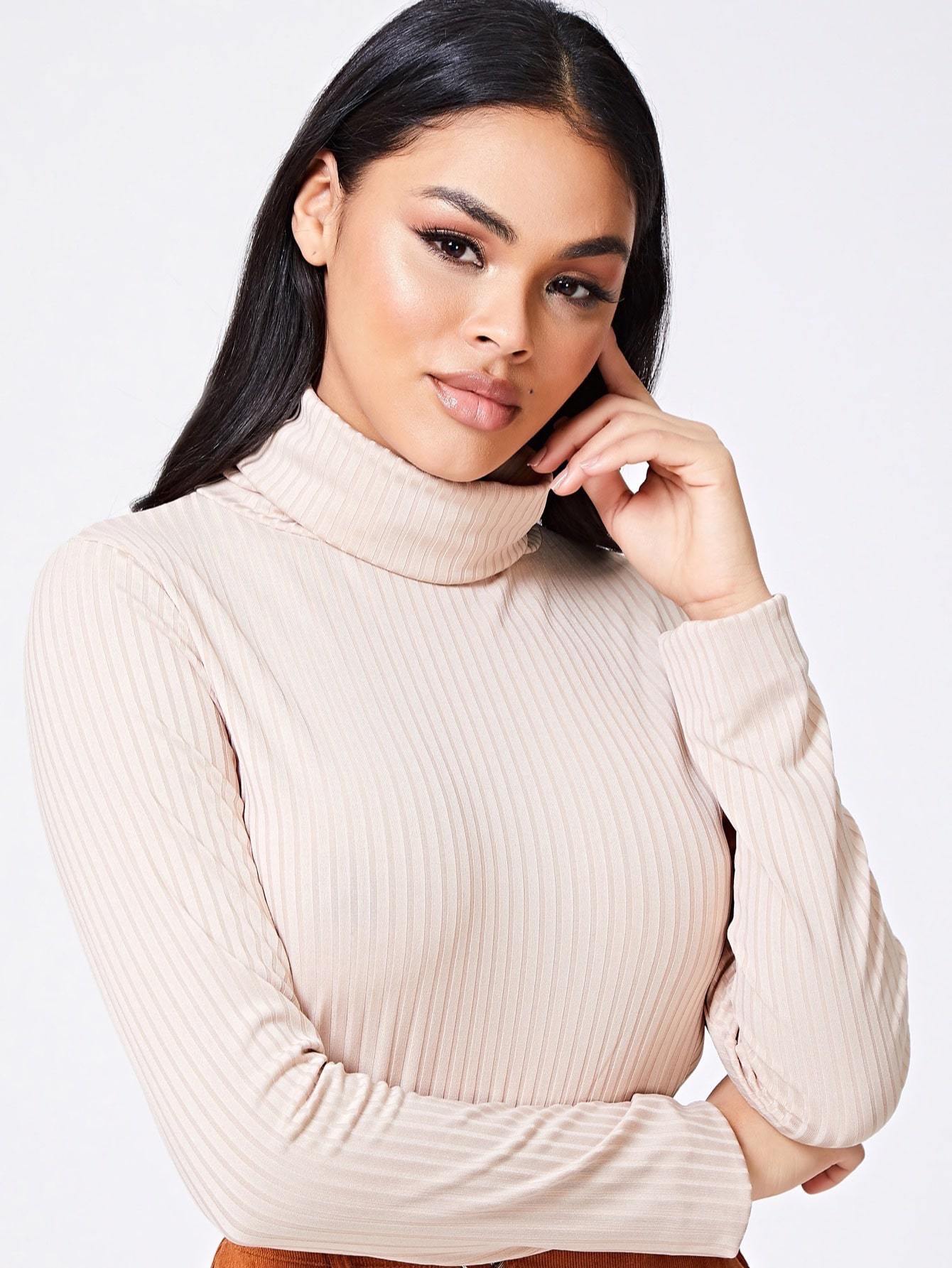 Roll Neck Rib Top