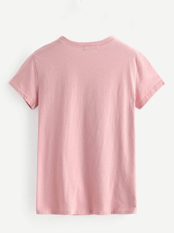 Crew Neck Slogan Graphic Tee