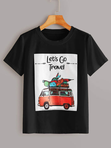 Bus & Letter Print Tee