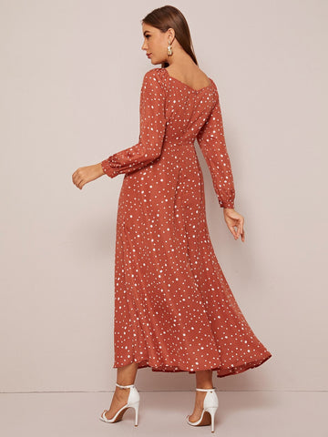 Square Neck Dalmatian A-line Dress