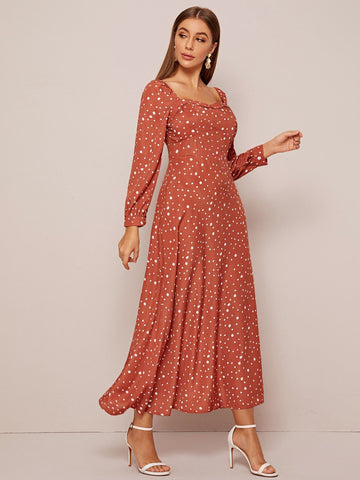 Square Neck Dalmatian A-line Dress