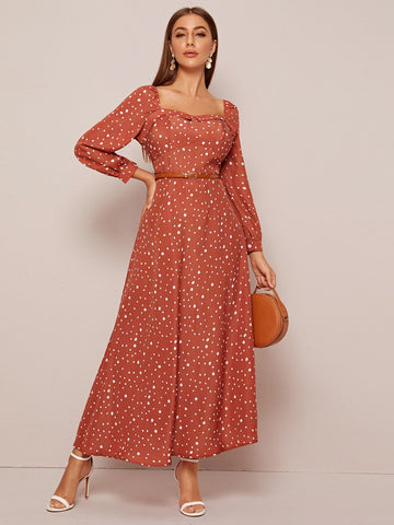 Square Neck Dalmatian A-line Dress