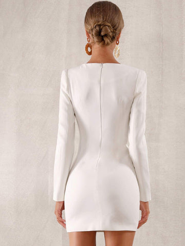 Adyce Solid Peekaboo Zip Back Bodycon Dress