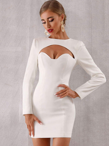 Adyce Solid Peekaboo Zip Back Bodycon Dress