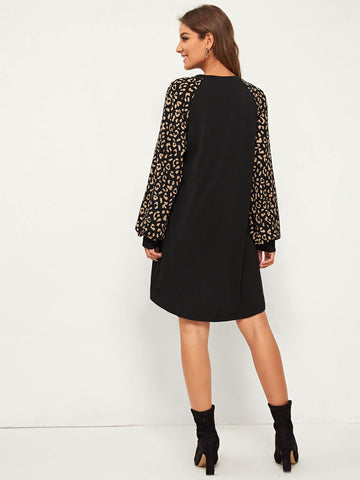 Contrast Dalmatian Raglan Sleeve Dress