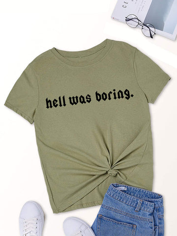 Slogan Print Round Neck Tee