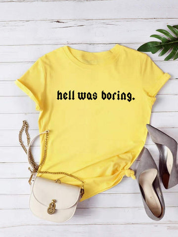 Slogan Print Round Neck Tee