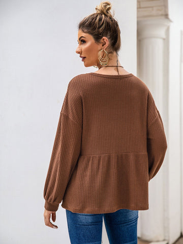 Ruffle Hem Drop Shoulder Jumper