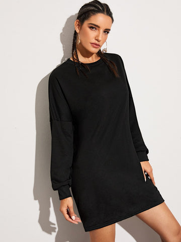 Letter Graphic Back Sweatshirt Dress