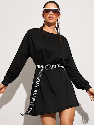 Letter Graphic Back Sweatshirt Dress