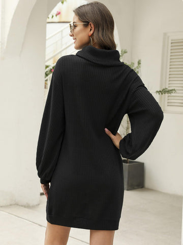 Solid High Neck Jumper Dress Without Bag