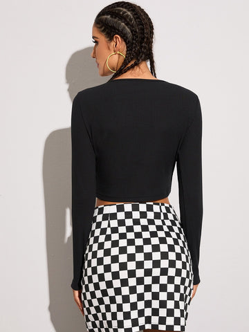 Cut Out Front Skinny Crop Tee