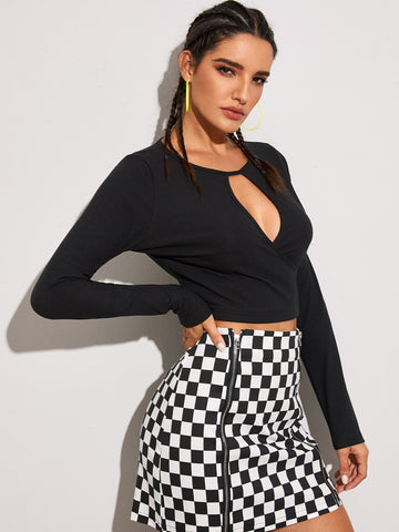 Cut Out Front Skinny Crop Tee