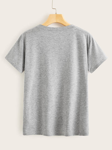 Figure And Slogan Print Tee