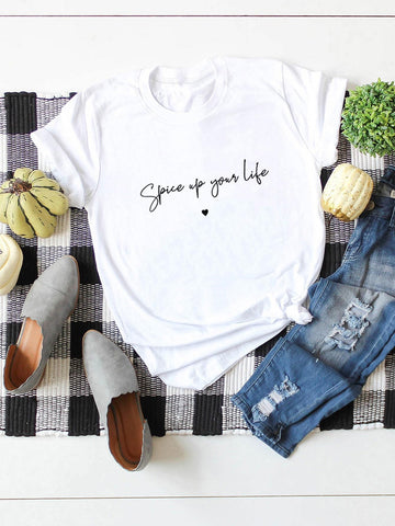 Heart And Slogan Graphic Tee