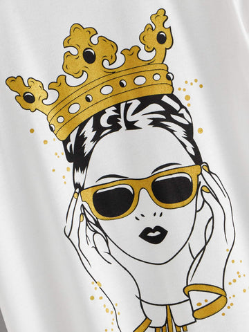 Figure Print Round Neck Tee