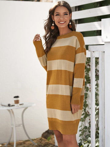 Colour-Block Drop Shoulder Jumper Dress