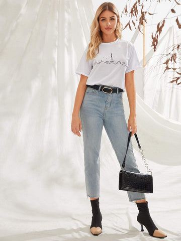 Graphic Print Round Neck Tee