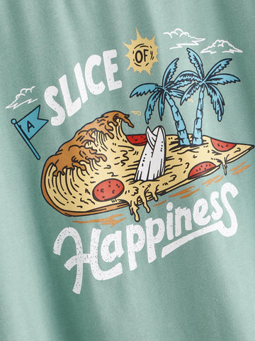 Letter & Cartoon Graphic Long Sleeve Tee