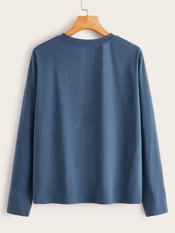 Letter & Graphic Print Long Sleeve Tee