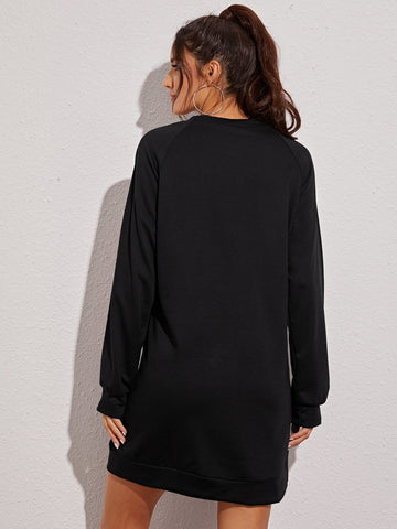 Figure Graphic Raglan Sleeve Sweatshirt Dress