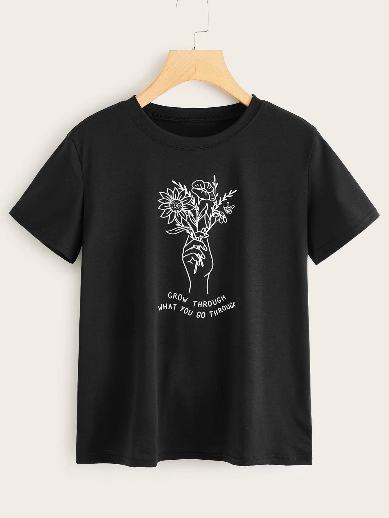 Plants And Slogan Graphic Tee