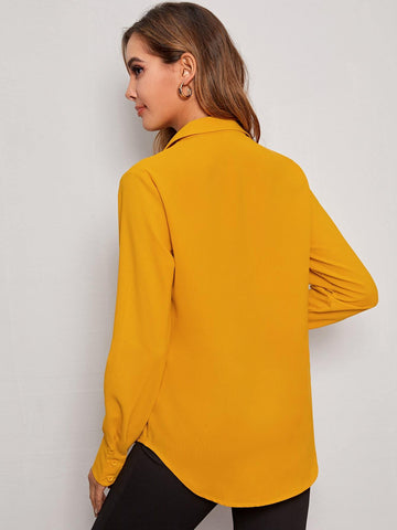 Solid Button Front Shirt