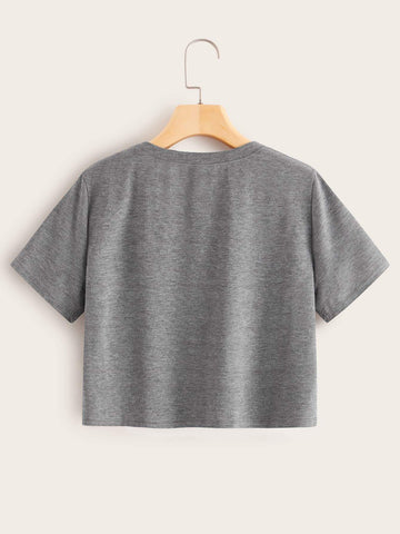 Christmas Gingerbread Print Crop Tee