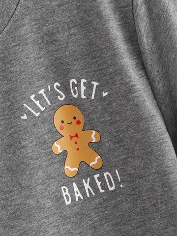 Christmas Gingerbread Print Crop Tee