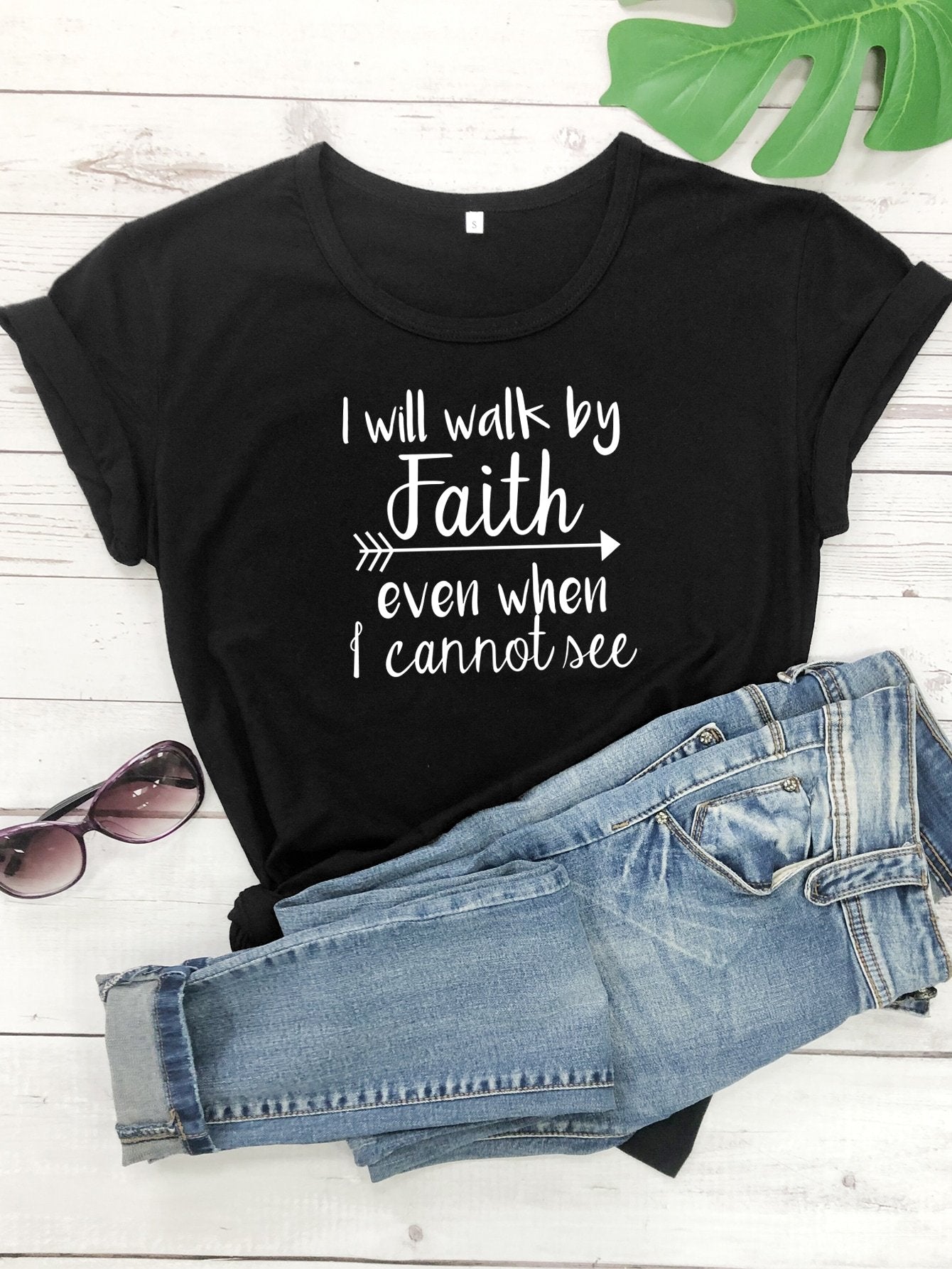 Slogan Graphic Round Neck Tee