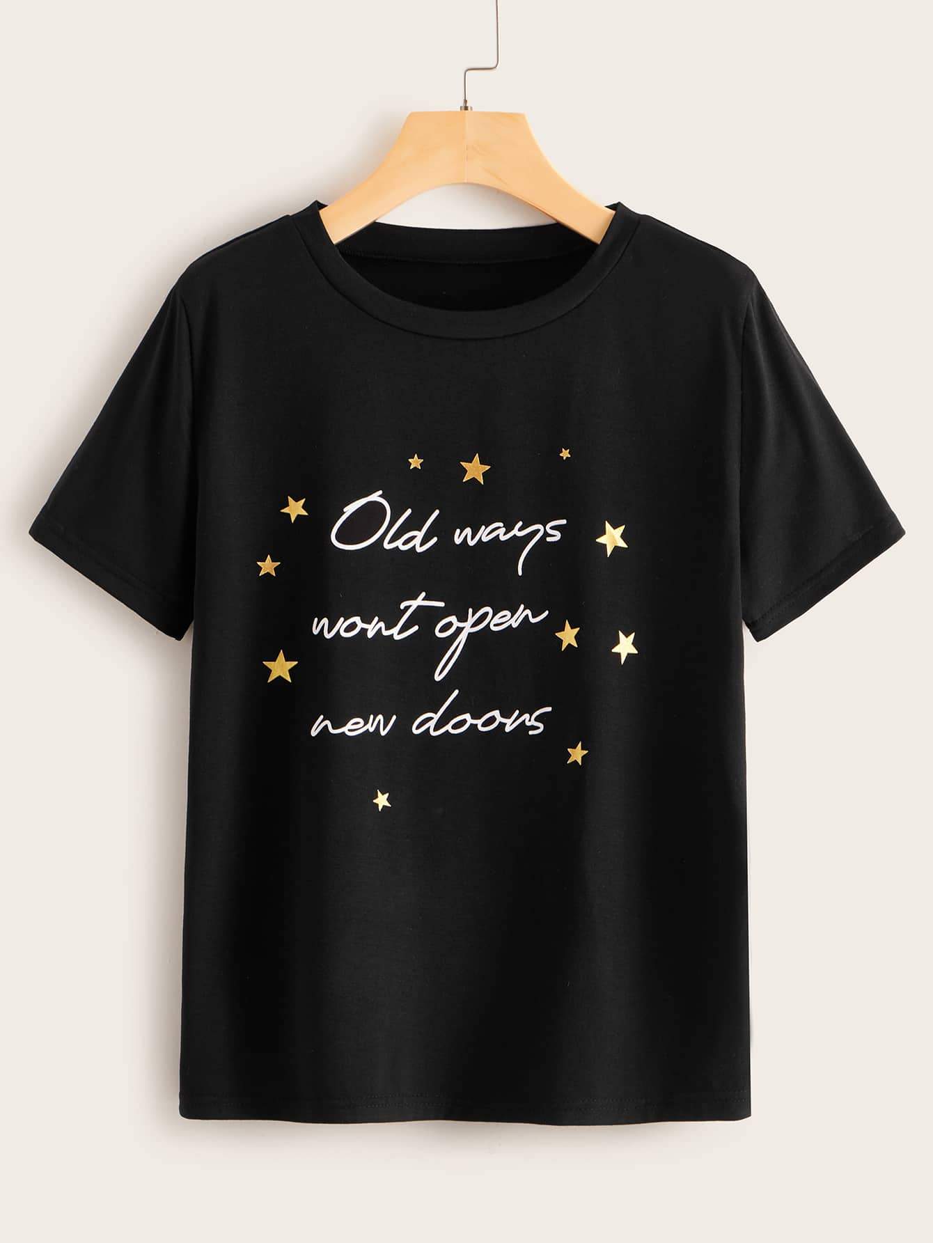 Star And Slogan Graphic Tee