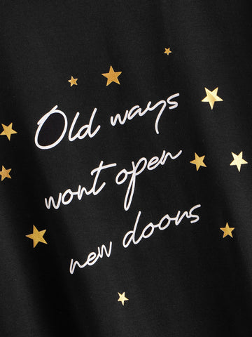 Star And Slogan Graphic Tee