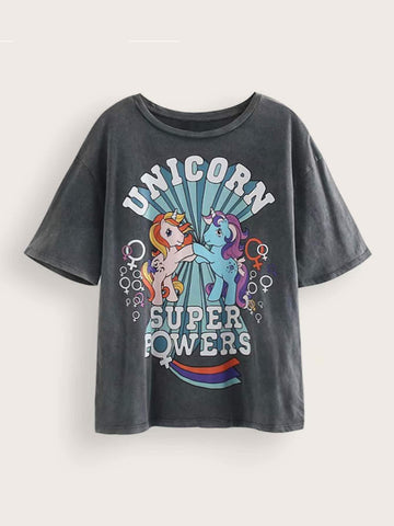 Letter & Cartoon Graphic Tee