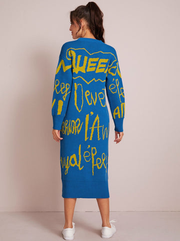 Letter Graphic Long-line Jumper Dress