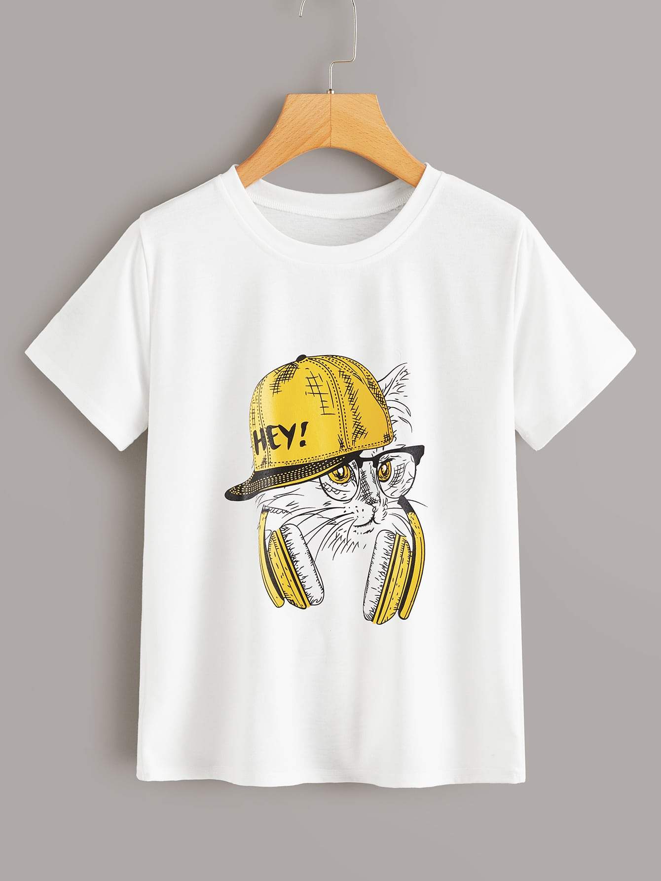 Cartoon Graphic Round Neck Tee