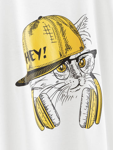 Cartoon Graphic Round Neck Tee