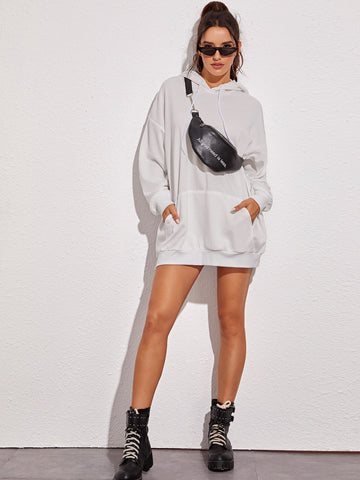 Galaxy Print Drop Shoulder Hoodie Dress